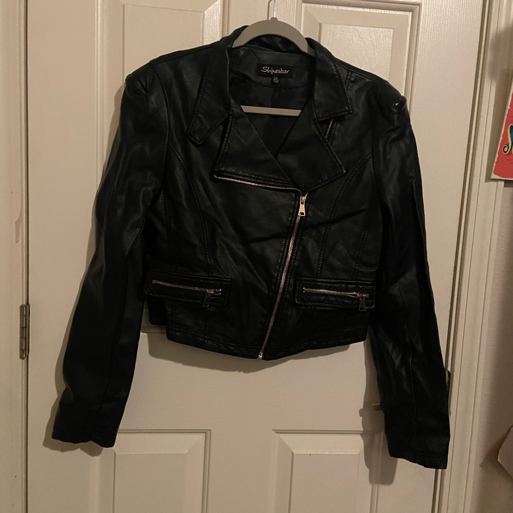 Shinestar Women's Black Leather Jacket